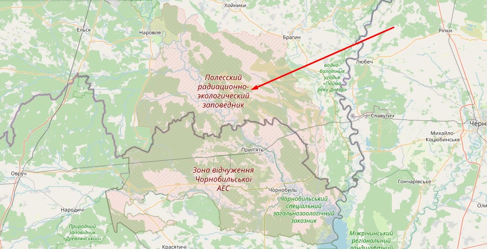 Зона отчуждения Беларуси ПГРЭЗ на карте